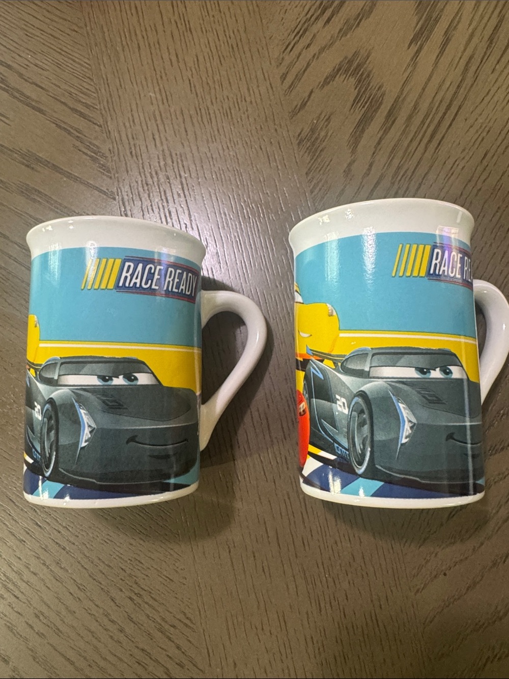 2 Disney Race Ready Cars Character Ceramic Mug - Blue & Yellow